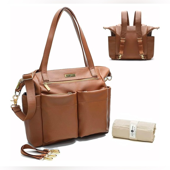 miss fong Diaper Bag Tote Leather Diaper Bag Backpack Large Tote Bag,Baby - Picture 2 of 5